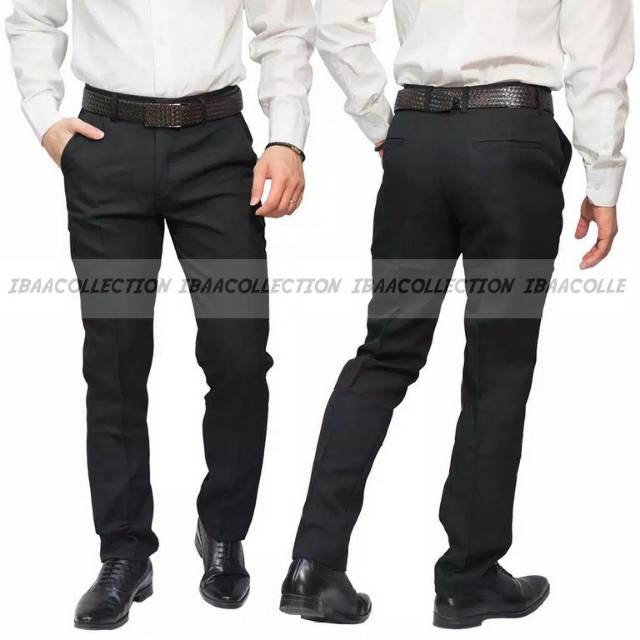 Celana Bahan Formal Panjang Slimfit - Celana Kantor Kerja Pria - Hitam / Abu Tua / Abu Muda