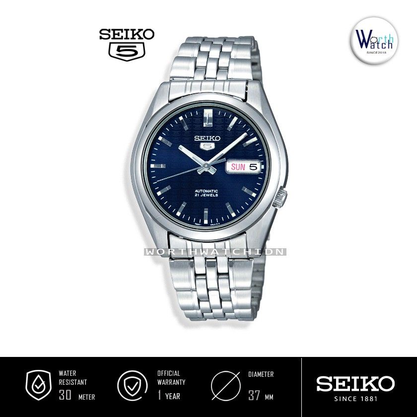 Jam Tangan Pria Otomatis Seiko 5 Men Automatic Pattern Dial Stainless Steel Original SNK-357-K1