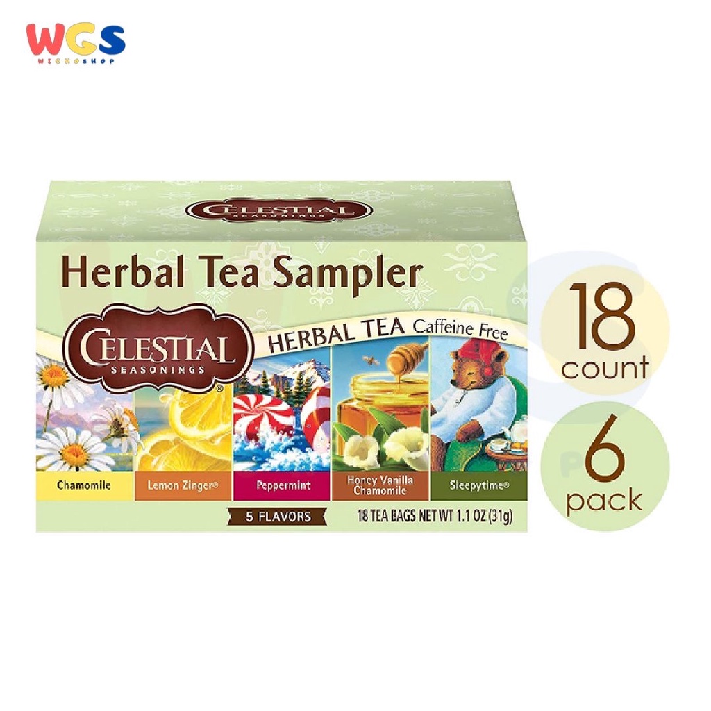 Celestial Seasonings Herbal Tea Sampler 5 Flavor Tea 18s x 1.72g