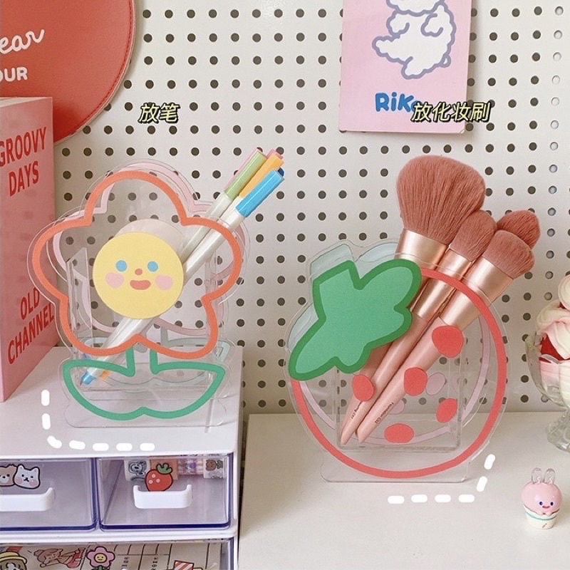 cute stationary organizer tempat penyimpanan pena kuas serbaguna bahan acrylic