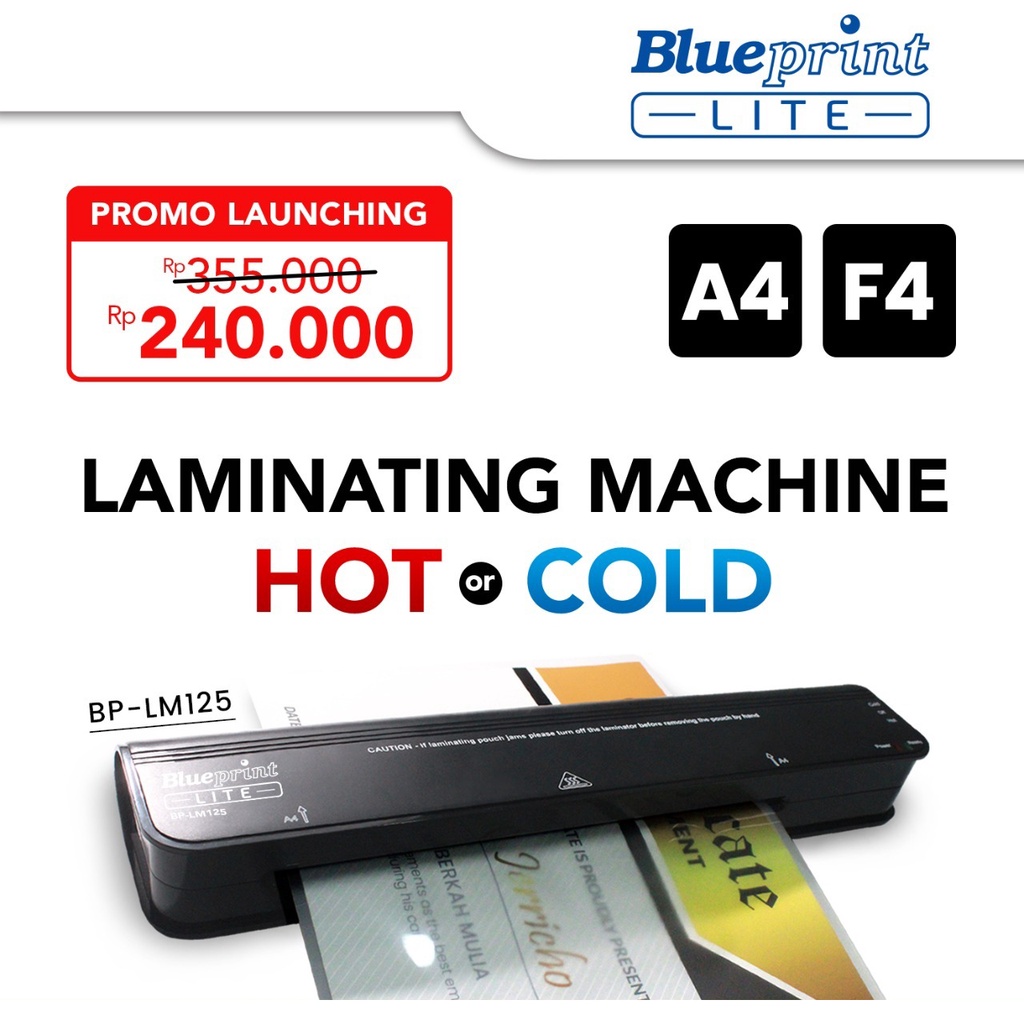 

MESIN LAMINATING HOT & COLD UKURAN A4 F4 BLUEPRINT LM125