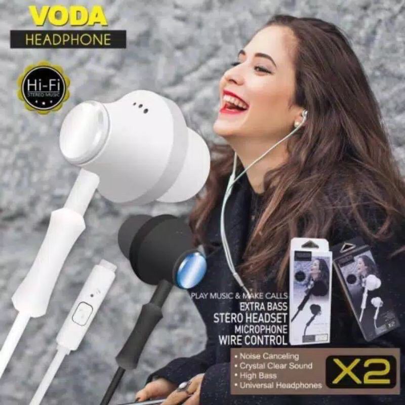 Hf Handsfree Headset VODA X2 ORIGINAL Super Bass kualitas bagus