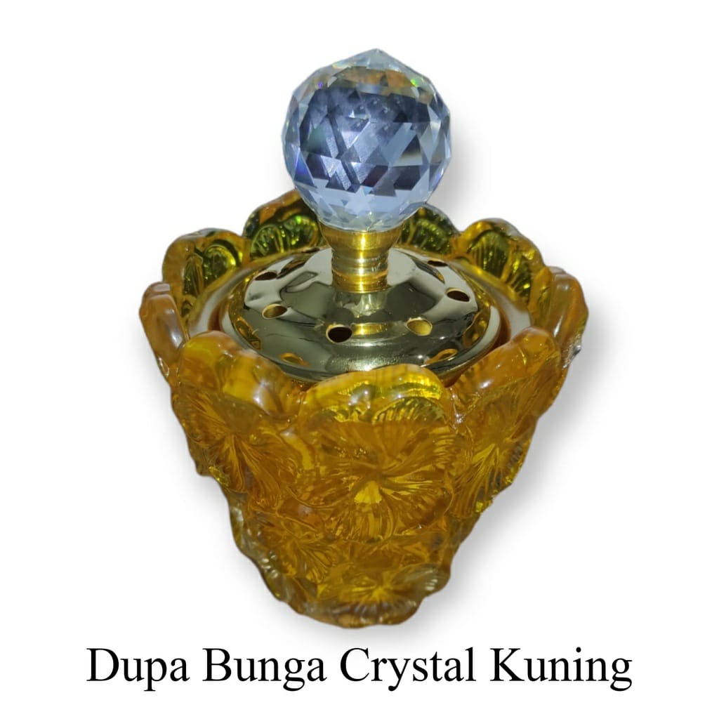 Tempat Bakar Dupa mabkharah Model Gelas Crystal / Bunga Crystal