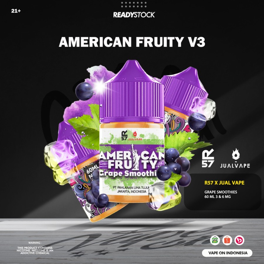 AMERICAN FRUITY V3 GRAPE SMOOTHIES 60ML 100% AUTHENTIC ORIGINAL