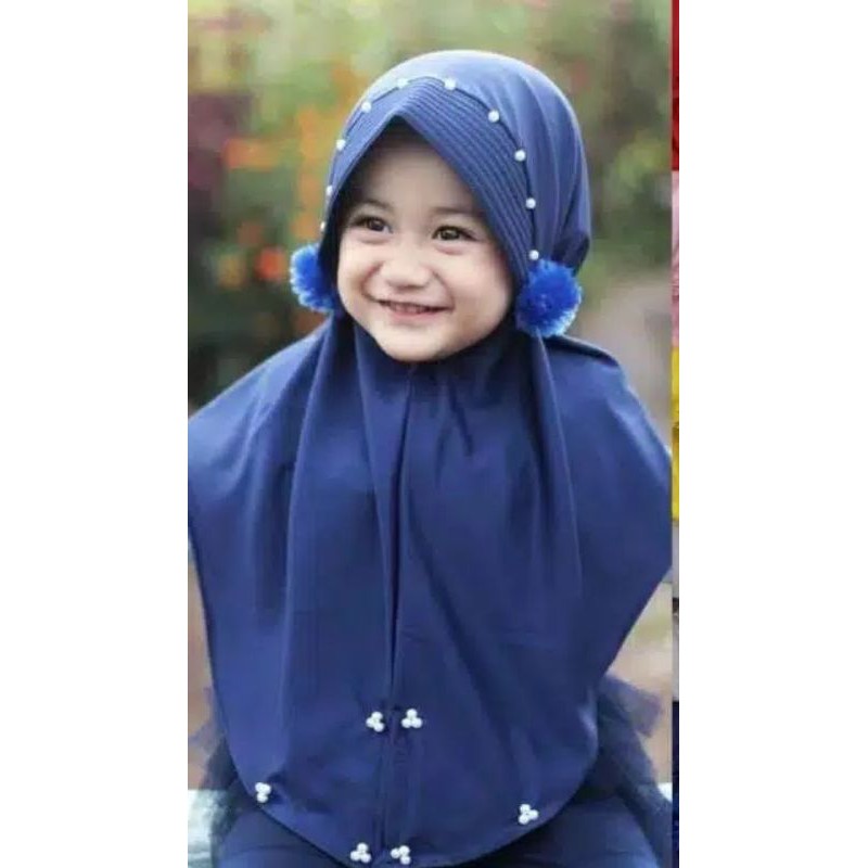 Kerudung hijab pompom 2-6tahun premium