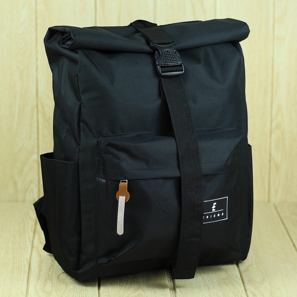 [COD] Ransel Punggung Cowok Enigma Rolltop Hitam Tas Gendong Pria Kece Keren Berkualitas Awet