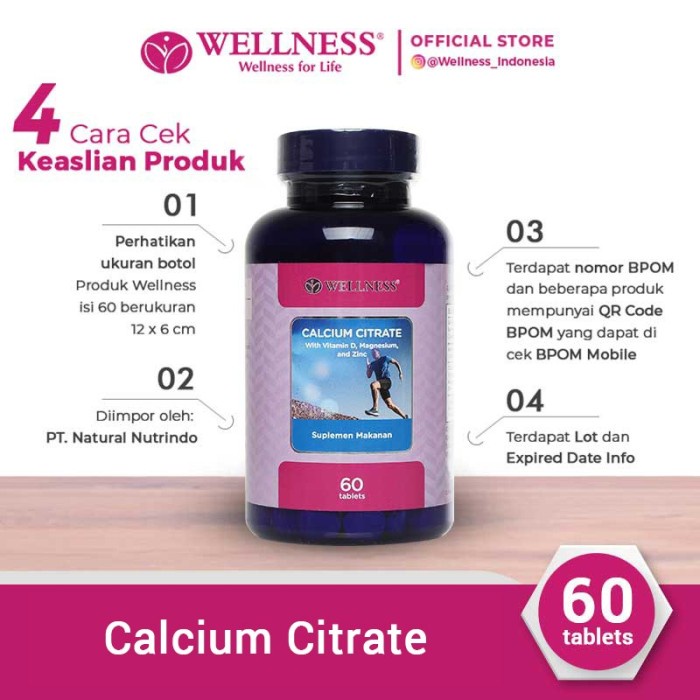 Wellness Calcium Citrate 60 Tablets