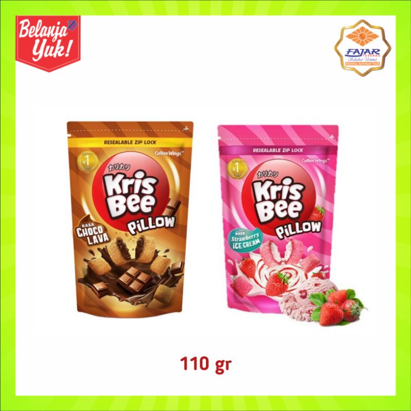 

Kris Bee Pillow Pouch Rasa Choco Lava dan Strawberry Ice Cream 110gr - Cemilan Snack Pillow