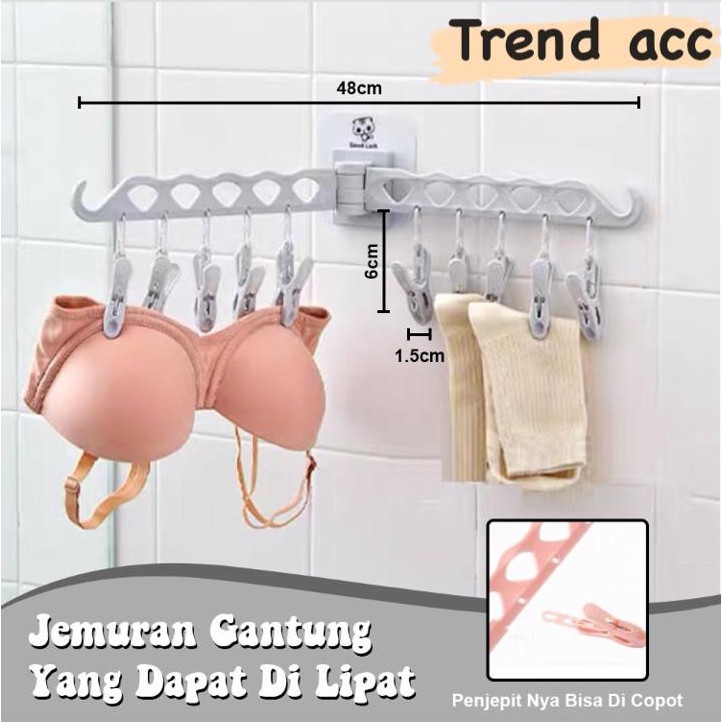 Trend-Gantungan Jemuran Tempel Wall Hanger Jepitan Baju Jemur Pakaian