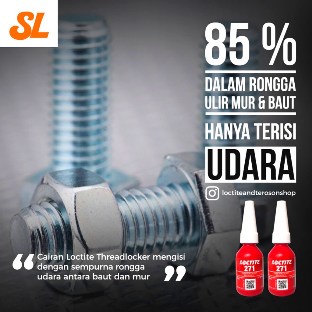 Lem Baut Loctite 271 Threadlocker 10ml Cegah Baut Kendur dan Berkarat