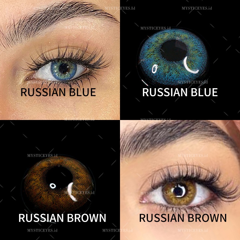 [✅COD] MYSTICEYES SOFTLENS RUSSIAN EYES SERIS 14MM MINUS -4.25 S/D -8.00