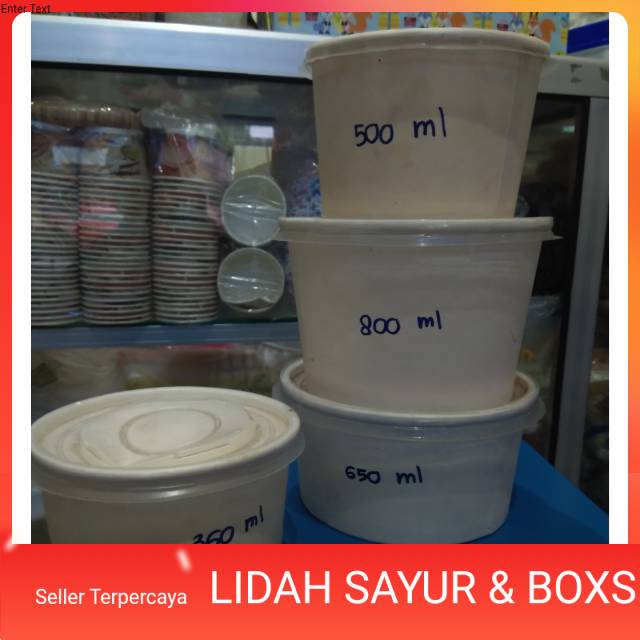 Paper bowl - mangkok kertas 360ml, 500ml, 650ml, 800ml + tutup isi 25 pcs/pack paperbowl