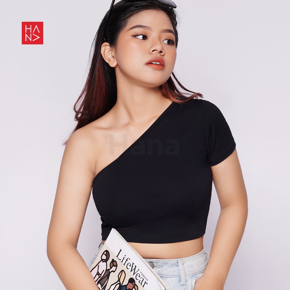 HanaFashion JKT - Jennie One Shoulder Crop Top Murah - CT131