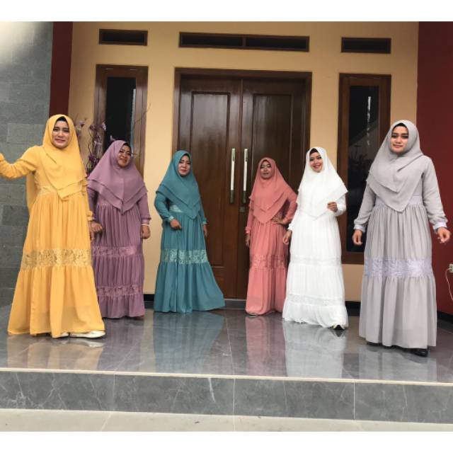 Gamis syar'i/Gamis Fashion/Gamis Grosir Tanah abang/Gamis kombinasi Brukat/Gamis Terbaru