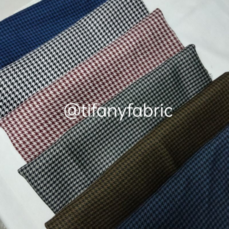 Kain kotak linen korea semi katun houndstooth zara celana yanded Yandet Yarndyed meteran 303