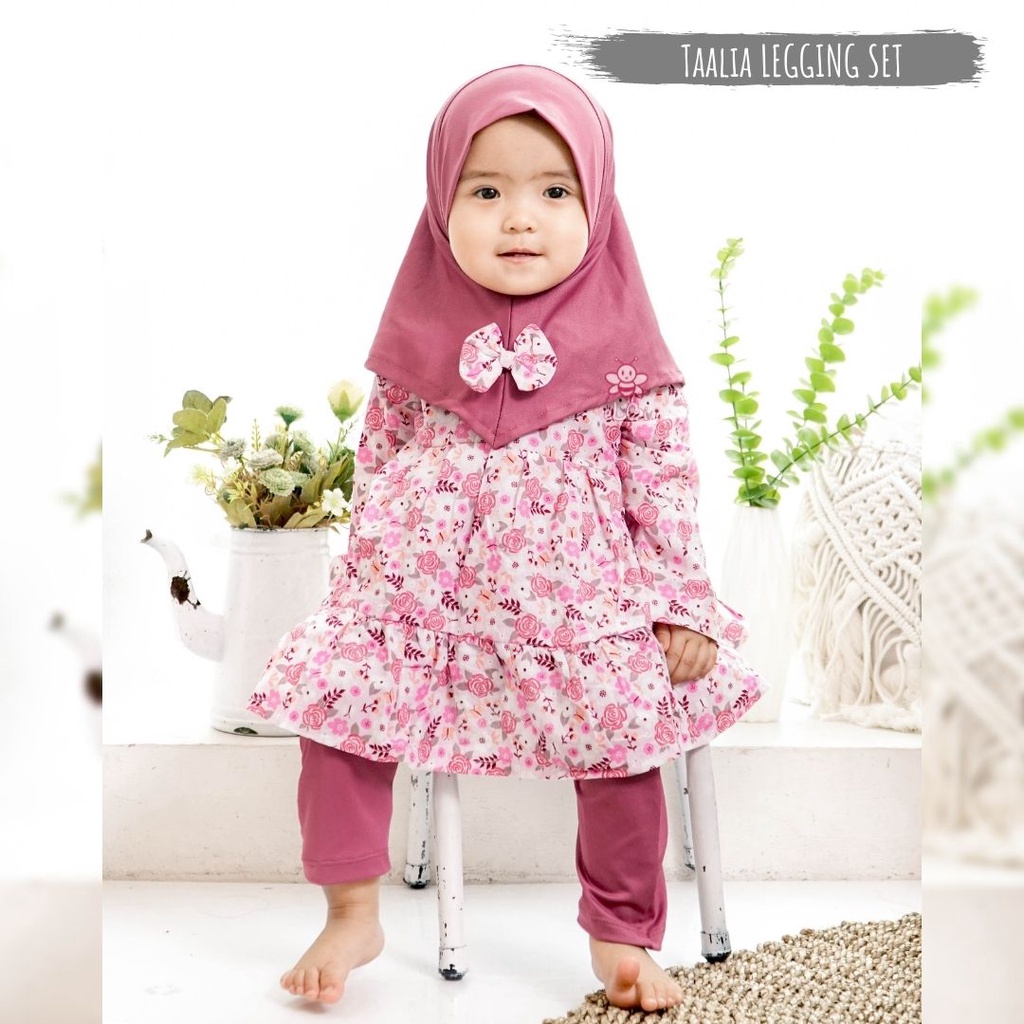 Set Baju Muslim Anak / Baju Muslim Anak Perempuan Cantik Taalia Legging Set 1-5 Tahun