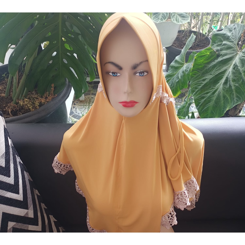 KERUDUNG RENDA 2 BERGO SERUT RENDA-KERUDUNG SERUT-KERUDUNG DEWASA-HIJAB INSTAN