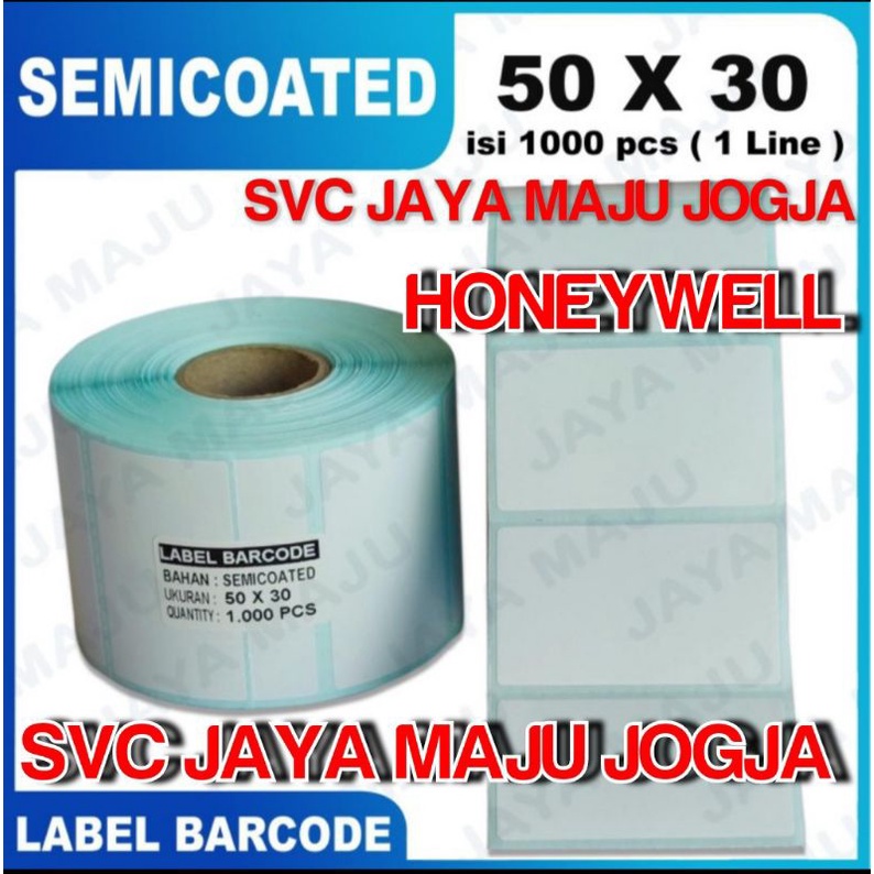

[ HONEYWELL ] 50 X 30 SEMICOATED - 1 LINE - FACE OUT - ISI 1.000 PCS || CORE 1" || LABEL BARCODE PAKAI RIBBON THERMAL TRANSFER - APOTEK APOTIK FARMASI RESEP OBAT PASIEN LABORATORIUM RS RUMAH SAKIT || 50X30 - PC42D PC42T PC43T - ISI 1000