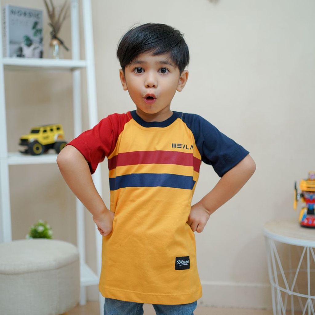 Kaos Anak Laki - laki Premium Original Branded | Mevla Kids - Karachi Raglan