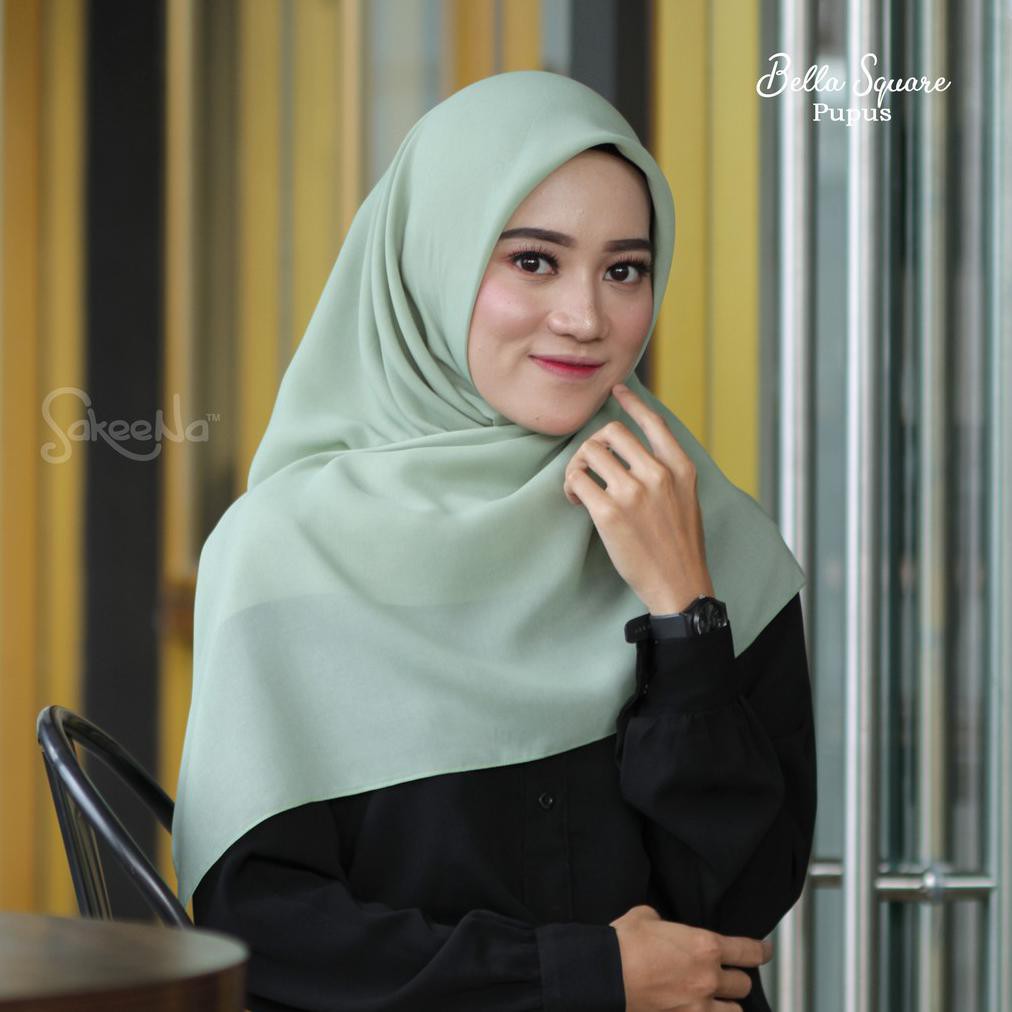 Diskon Hijab Bella Square Hijau Pupus