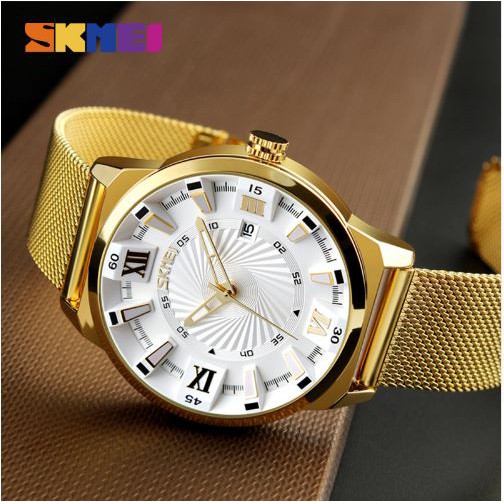 SKMEI 9166 Jam Tangan Pria Analog Tali Stainless WATCHKITE WKOS