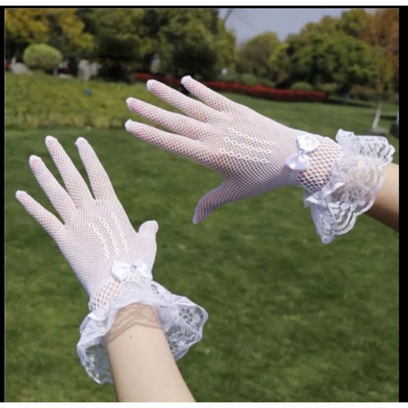 Sarung tangan pengantin model jaring wedding gloves fishnet