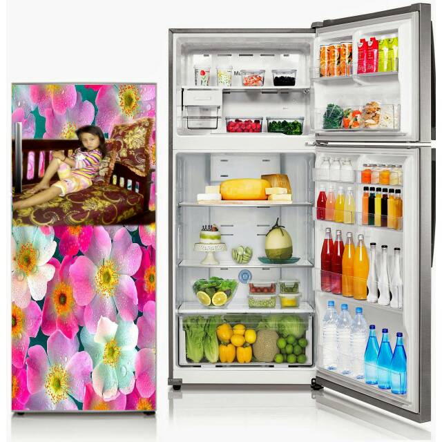 Fariasi stiker kulkas 1pintu bunga2 pake foto