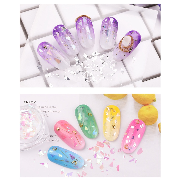 【 COD 】Nail foil korean BROKEN glass gold silver hiasan nailart japan nails foil transfer foil glass kutek gel