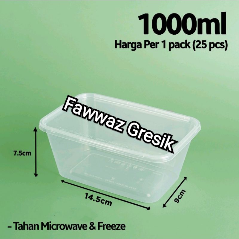 Thinwall / Kotak Makan Plastik 1000 ml  / Mika Box / Persegi Panjang