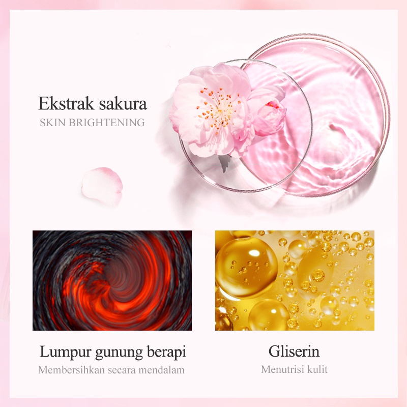 LAIKOU Sakura Mud Mask Sachet Pembersih Pori-pori Komedo Pemutih Mud Mask Jerawat 5g 1pc