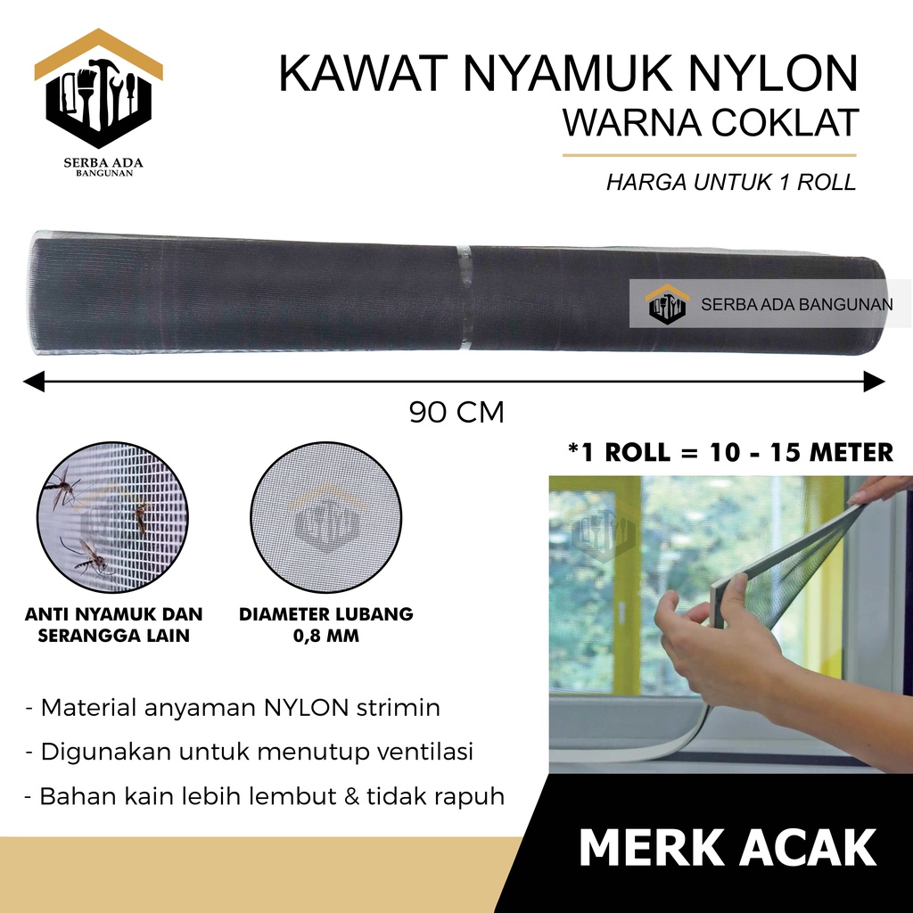 Kawat Kain Nyamuk strimin Nilon Nylon Biru Hijau Cream maroon ( HARGA 1 ROLL TIDAK DIECER FULL)