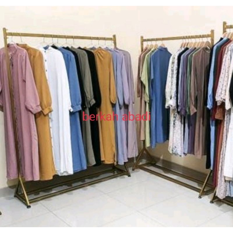 Gawang Baju Gold,Pipa Besi Kotak.Gantungan Baju Gold