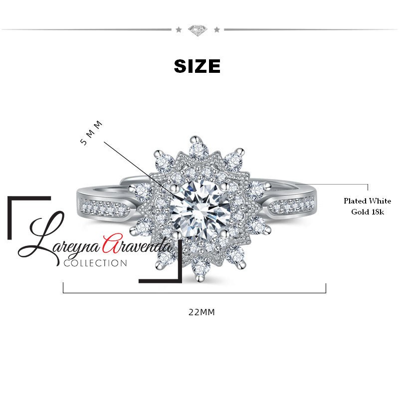 Cincin Wanita Model Snowflake Diamond Crystal Zirconia CC002