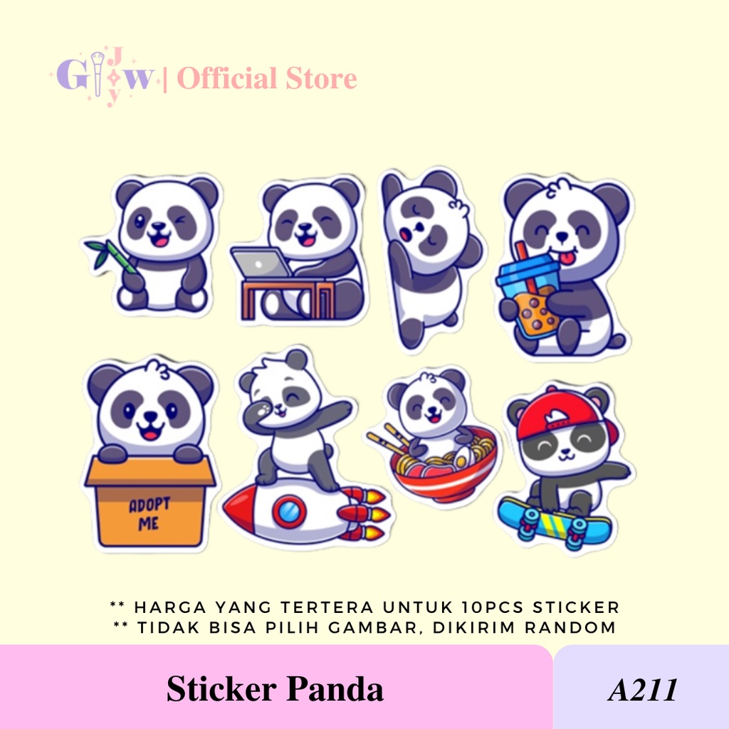 A211 STICKER 10PCS (PANDA) anti air notebook scrapbook label tempel motif kartun superhero super hero unik lucu atk alat tulis kantor murah viral termurah kartun komputer leptop handphone hp smartphone koper laptop tembok kulkas disney anime hewan animal