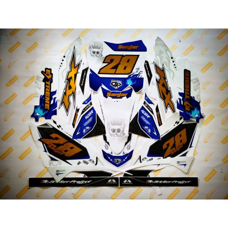 decal KLX bf standar kombinasi nomor di glod chroom