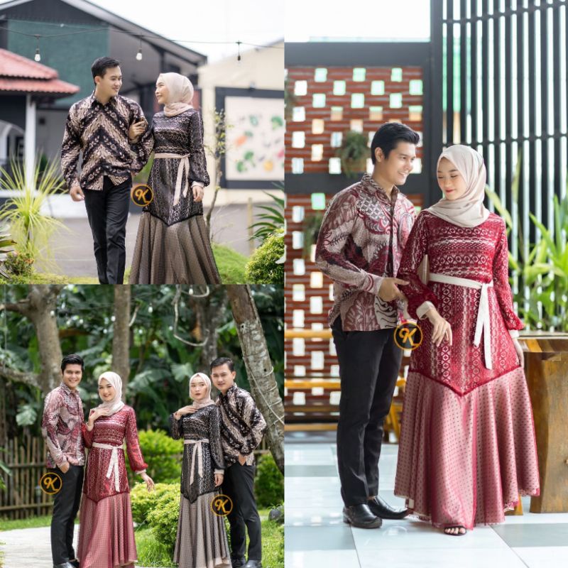 Couple Kondangan // S.M.XL.XXL Dress Maxmara kombi Brokat Tille Dotty Seragaman Brokat Lace Vintage 