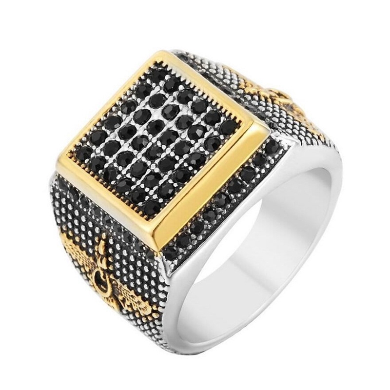 Cincin Zoroastrian Warna Emas Dan Silver Gaya Retro Untuk Pria