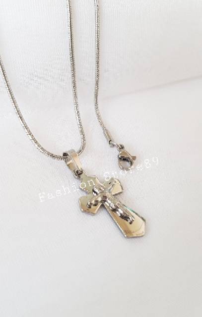 Kalung import Bestseller Salib Titanium white ST01 ready bestquality