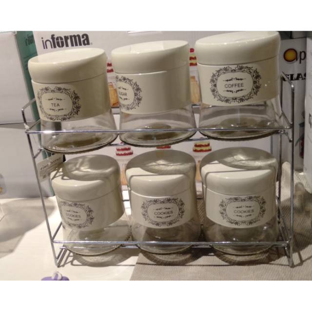  Rak  besi  2 susun 6 toples kaca cantik Informa  harga 