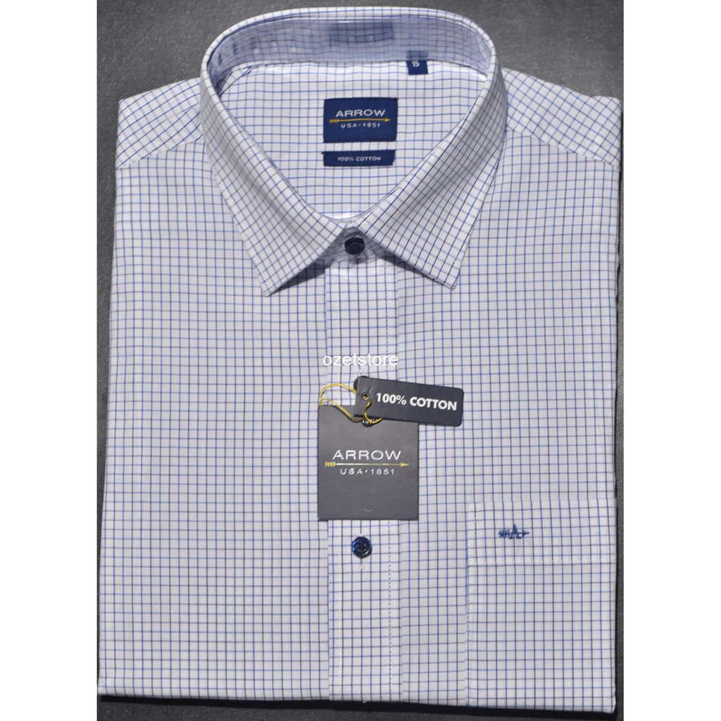 Kemeja Pria Formal Lengan Pendek ARROW Biru Kotak Reguler BR94 ORIGINAL