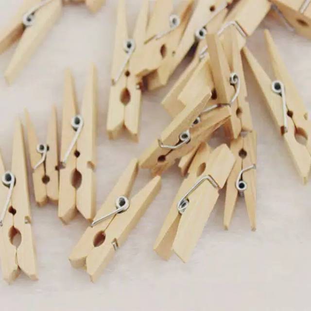 Klip Jepit Mini Kayu Foto Wooden Klip Polos R24