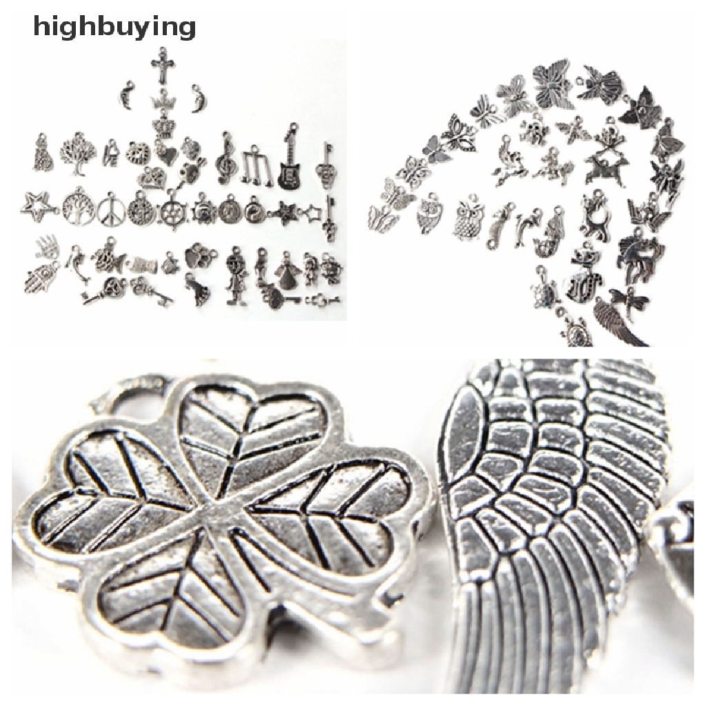 Hbid 100pcs Liontin Silver Tibet Campur Untuk DIY Perhiasan