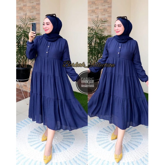 BISA[COD] DRESS MIDI POLOS BAHAN CATOON SILKY/ MIDI DRESS MODEL TER BARU/MIDI DRESS MODEL KANCING/ MIDI DRESS BUSUI