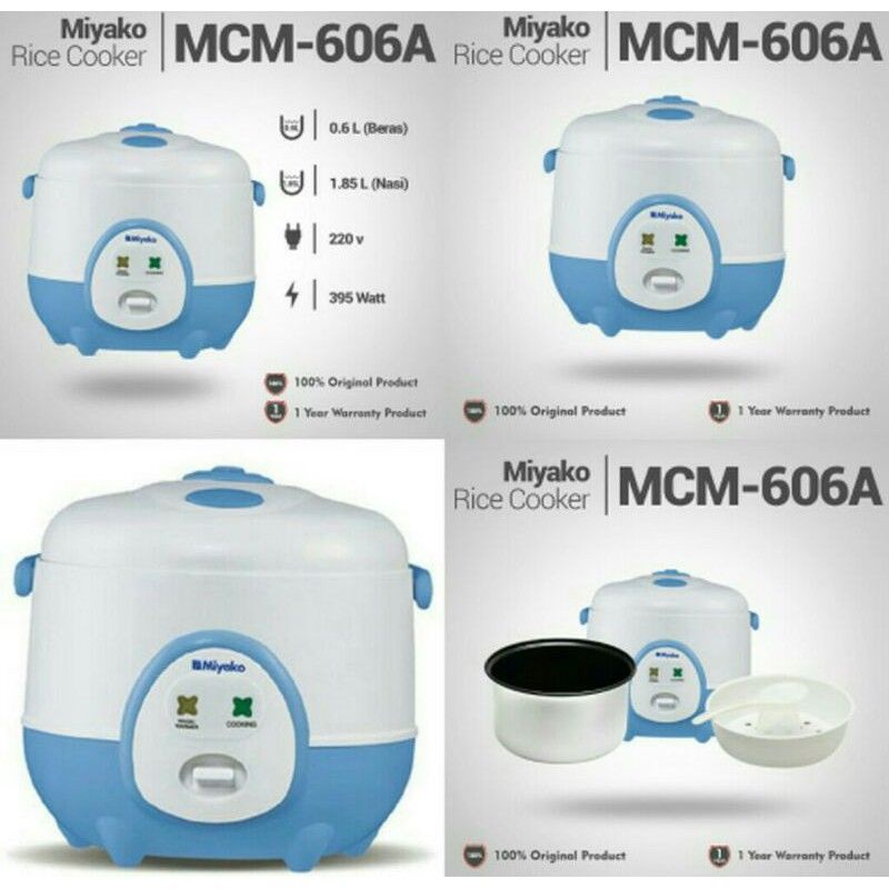 magic com miyako mcm 606A magic com 3in1 rice cooker miyako mcm606A 0,6liter garansi resmi miyako penanak nasi 3in1 rice cooker 3in1