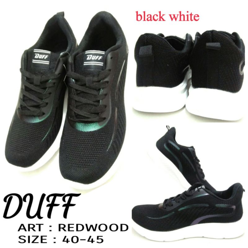 SEPATU SNEAKERS DEWASA COWOK HITAM PUTIH  DUFF REDWOOD SIZE 40-45