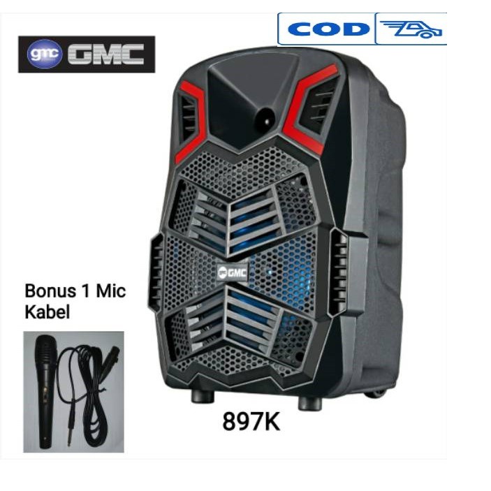 Speaker GMC 897K 8 inch Subwoofer Bluetooth Portable Free Mic Karaoke