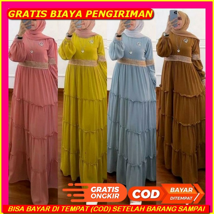 Baju Gamis Tamera Dress Wanita Terbaru Remaja Kekinian Perempuan 2022 Untuk Lebaran Pakaian Muslim F