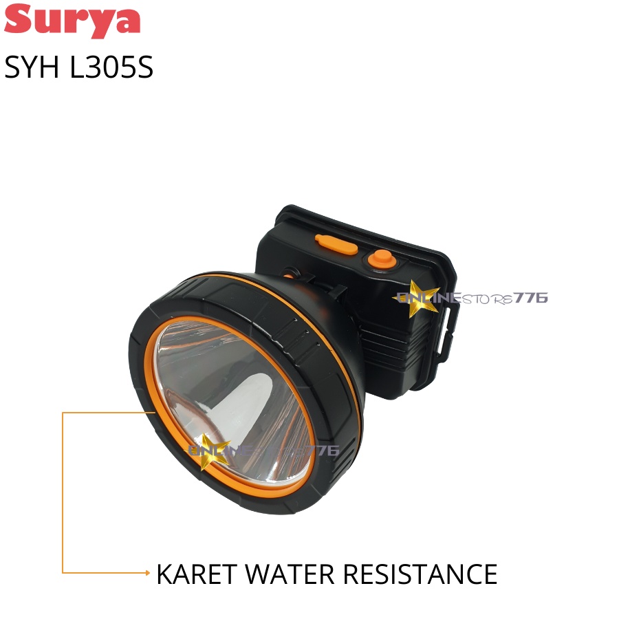 SENTER KEPALA / SENTER KEPALA SURYA / SYH L305S / LAMPU SENTER KEPALA / HEADLAMP / SURYA / SYH L305 / SENTER KEPALA TAHAN AIR / SENTER KEPALA RECHARGEABLE 30WATT - 30W /  CAHAYA PUTIH