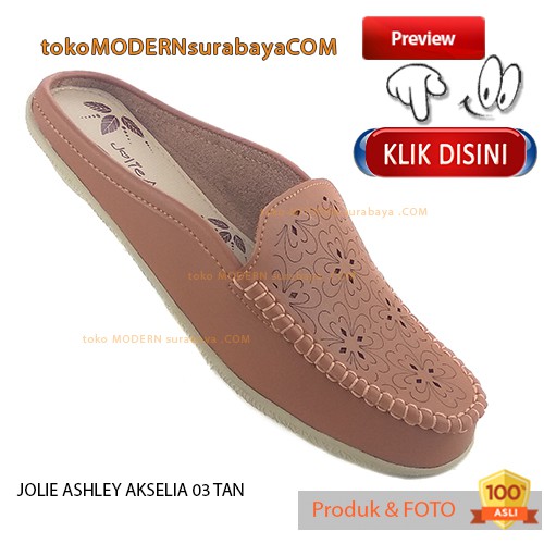 JOLIE ASHLEY AKSELIA 03 TAN Sepatu Wanita Loafers Flat Slop