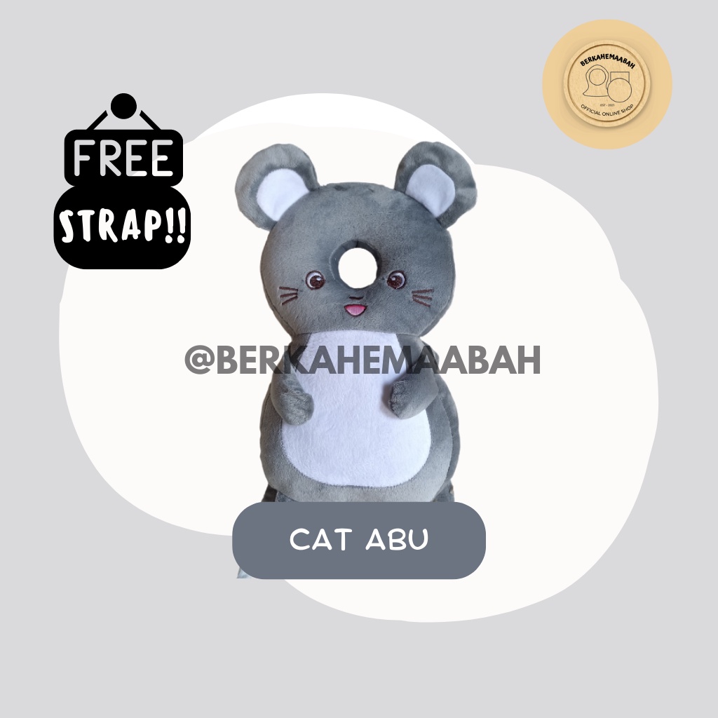 ( FREE STRAP ) Bantal Pelindung Kepala Bayi Cat Abu | Baby Head Protector | Head Neck Pillow Pad